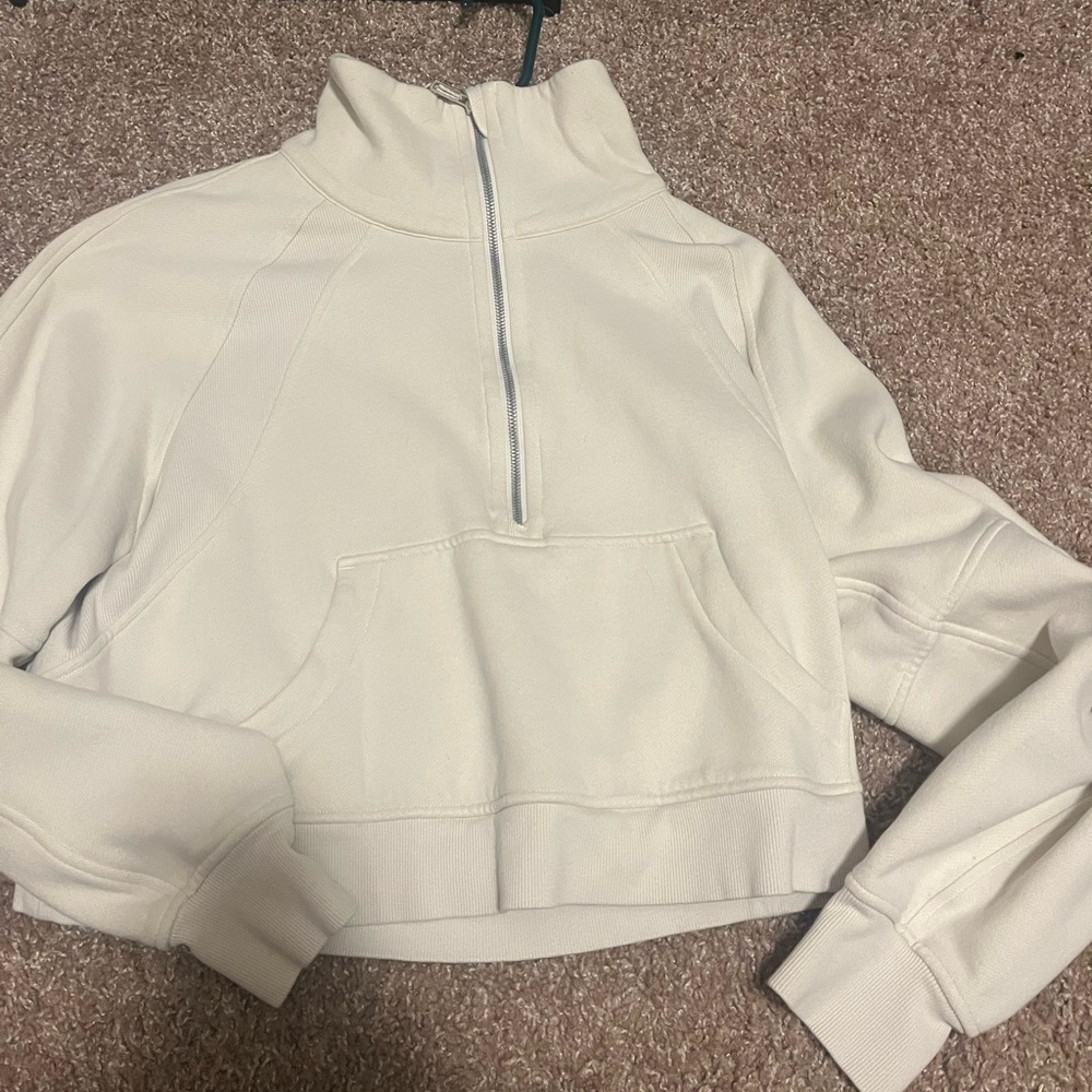 Lululemon scuba oversized funnel neck half zip in cream